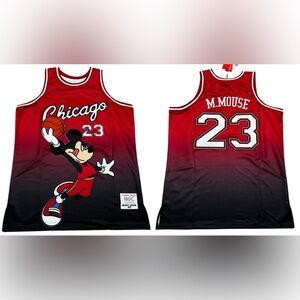 Headgear classics Chicago‎ Bulls NBA  23 Mickey Mouse Basketball Jersey red 3XL